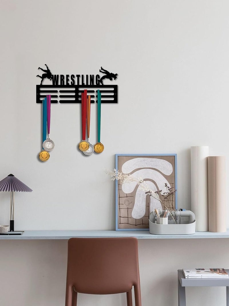Resama Medal Hanger Holder Display Wall Rack Frame Shelf-Medal Hanger Awards Ribbon Soccer,Gymnastics,Holder Display Rack for 60 Medals - Image 5